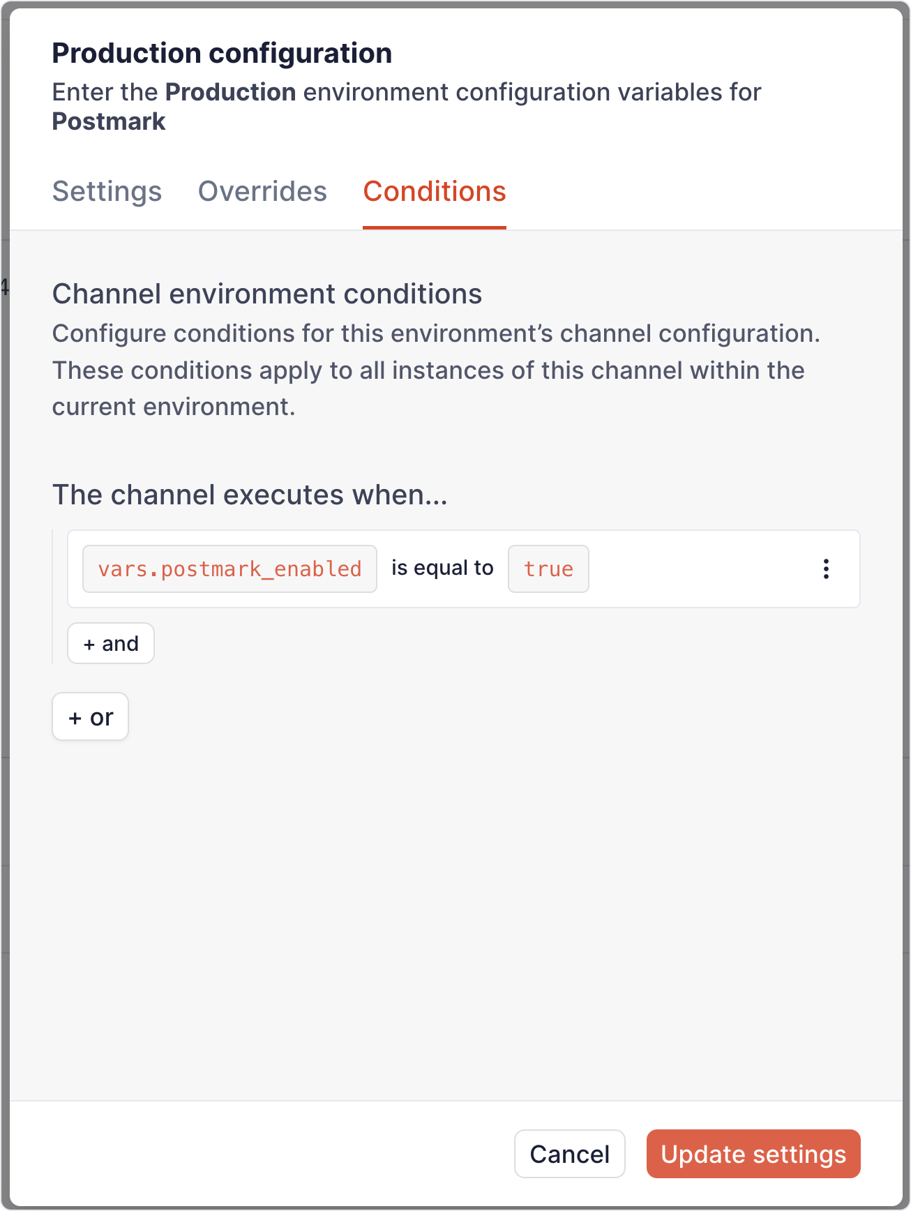 Managing channel conditions in Knock.